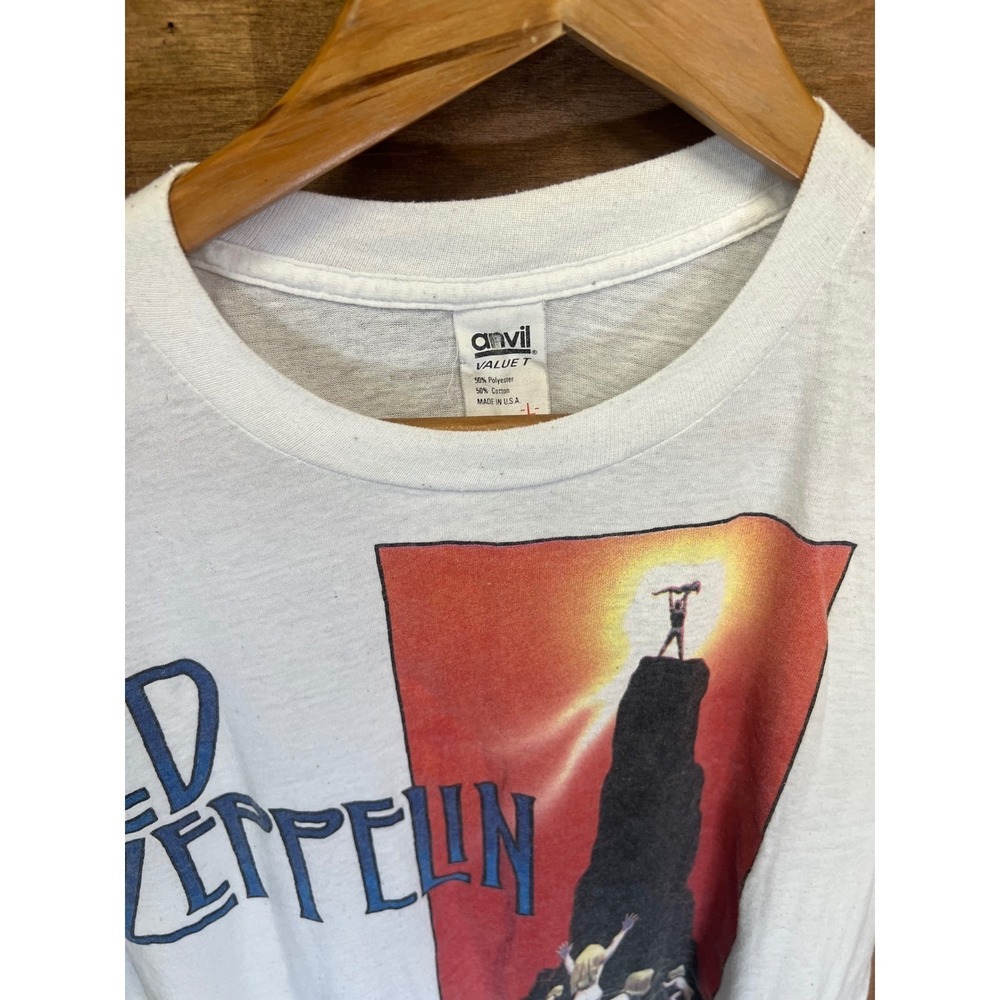 Vintage 1988 Led Zeppelin Houses of the Holy Shirt Anvil White Large 50/50 USA - Picture 3 of 7